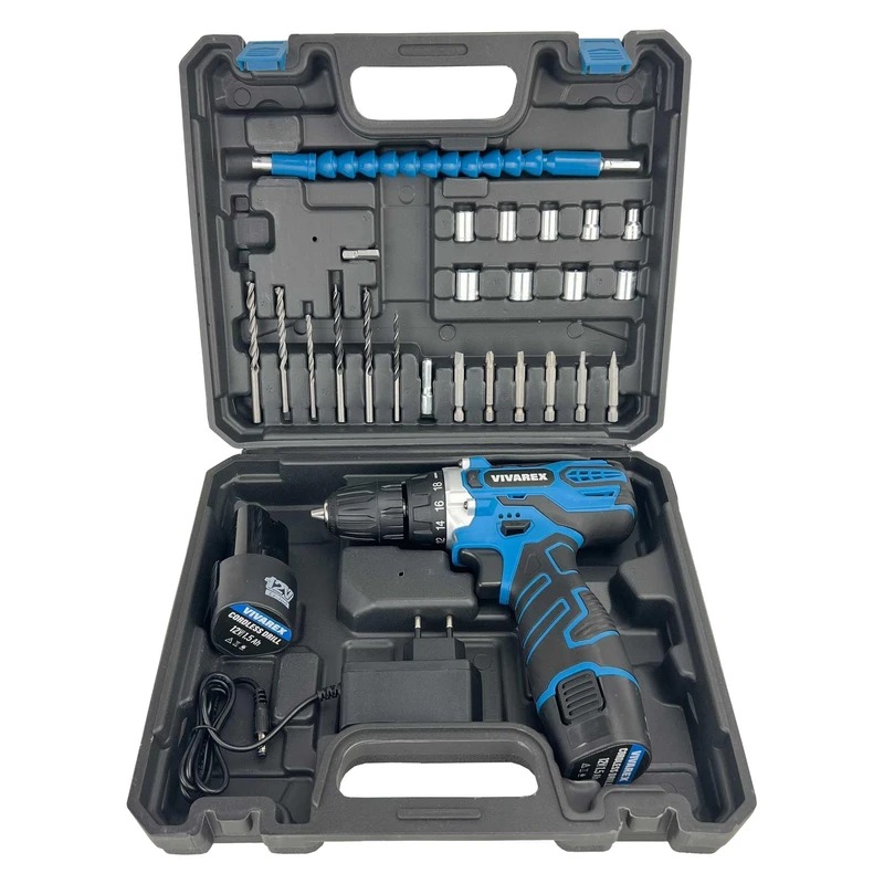 دریل شارژی دو باطری با لوازم ویوارکس vr12v-2a